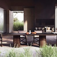 Contemporary dining table Giroceramicteak baserectangular