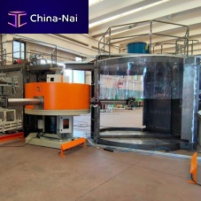 Carousel type roto-molding machine for elastomersfixed armhigh-efficiency