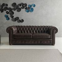 Chesterfield sofa AMERIGOleatherbrown2-person