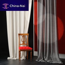 Striped sheer curtain fabric UTOPIA woollinenpolyester