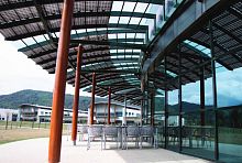 Canopy with solar panel for commercial buildingsmetalglass
