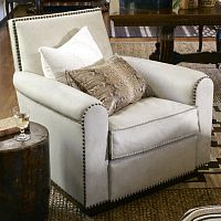 Traditional club chair COLORADOleathercushionwhite