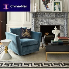 Contemporary club chair SEBASTIANvelvetmaplecentral base