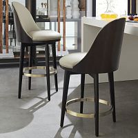 Contemporary bar chair ANOTHER ROUNDindoorleathermetal base