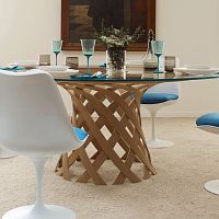 Contemporary table NASSA glasstempered glassplywood base