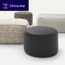 Contemporary ottoman EDENfabricleatherround