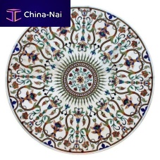 Marble table top WHITE INLAID