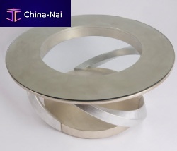 Art Deco coffee table TWIST : 7834glasssheet metalround