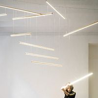 Hanging light fixture FANTASTICKSLEDlinearfor public space
