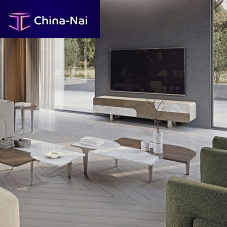 Contemporary TV cabinet Soul with drawerswalnutmarble