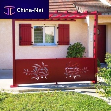 Self-supporting pergola Ambellyawall-mountedthermo-lacquered aluminumwith mobile slats