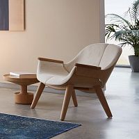Contemporary armchair FLORIANleatherfabricoak