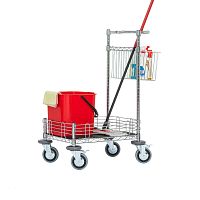 Cleaning trolley PM4060steelbasketwith swivel casters