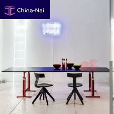 Contemporary table Brutsheet steeloakmarble