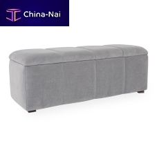 Contemporary upholstered bench sacramentofabricwith storage compartmentgray