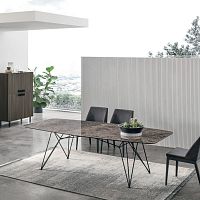 Contemporary table Wireoaklacquered woodglass