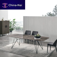 Contemporary table Wireoaklacquered woodglass