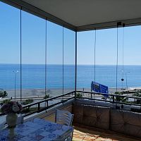 Folding patio door BALCONY SYSTEMaluminum3 leavesdouble leaf