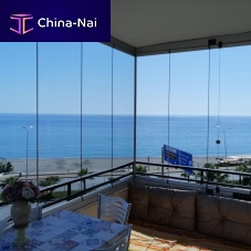 Folding patio door BALCONY SYSTEMaluminum3 leavesdouble leaf