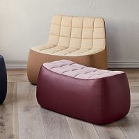 Contemporary upholstered bench YAMfabricgrayblue