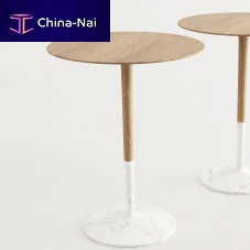 Contemporary bistro table ICONAwoodenmarbleround
