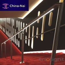 Stainless steel handrail with integrated LED lighting