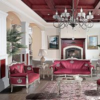 Traditional sofa Hermitage water-repellent fabricpinksolid wood