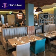 Traditional upholstered bistro bench fabricfor restaurantwith backrest