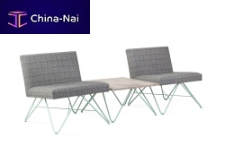 Contemporary fireside chair PIPEleatherfabricmetal