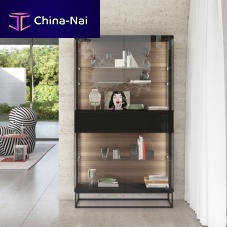 Contemporary display case SOMA lacquered glasslacquered woodaluminum