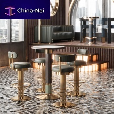 Contemporary bar chair WILLISindoorleatherbrushed brass base