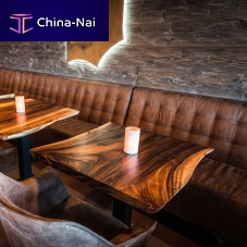 Contemporary bistro table woodensteel baseround
