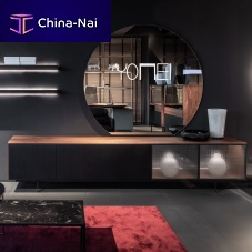 Contemporary TV cabinet S100lowboardwalnutmaple