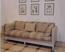 Traditional sofa DEAUVILLE fabricbrown3-seater