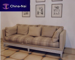 Traditional sofa DEAUVILLE fabricbrown3-seater