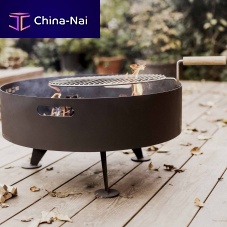Wood-burning fire pit GRL101stainless steelroundblack