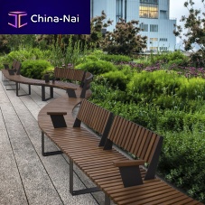 Contemporary public bench MALAGAwoodengalvanised steelrecycled plastic
