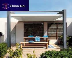 Wall-mounted pergola aluminumfabric canopywith sliding canopy