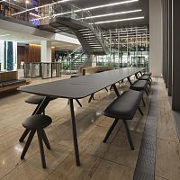 Contemporary bench VANTAGEwoodenfabricleather