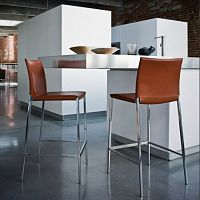 Contemporary bar chair LIO-LEOindoorfabricleather
