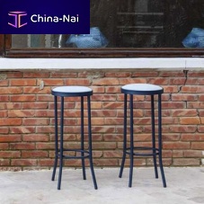Contemporary bar stool PUERTO galvanised steel baseupholsteredwith footrest