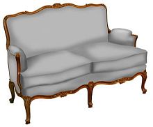 Louis XIV sofa graywooden2-person